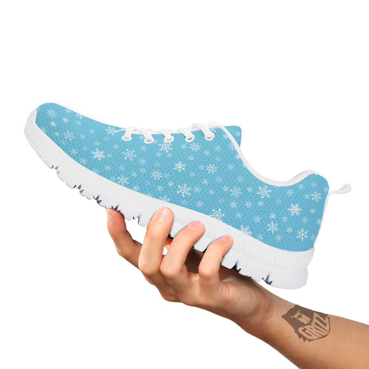 Snowflake Blue Print Pattern White Sneaker-grizzshop
