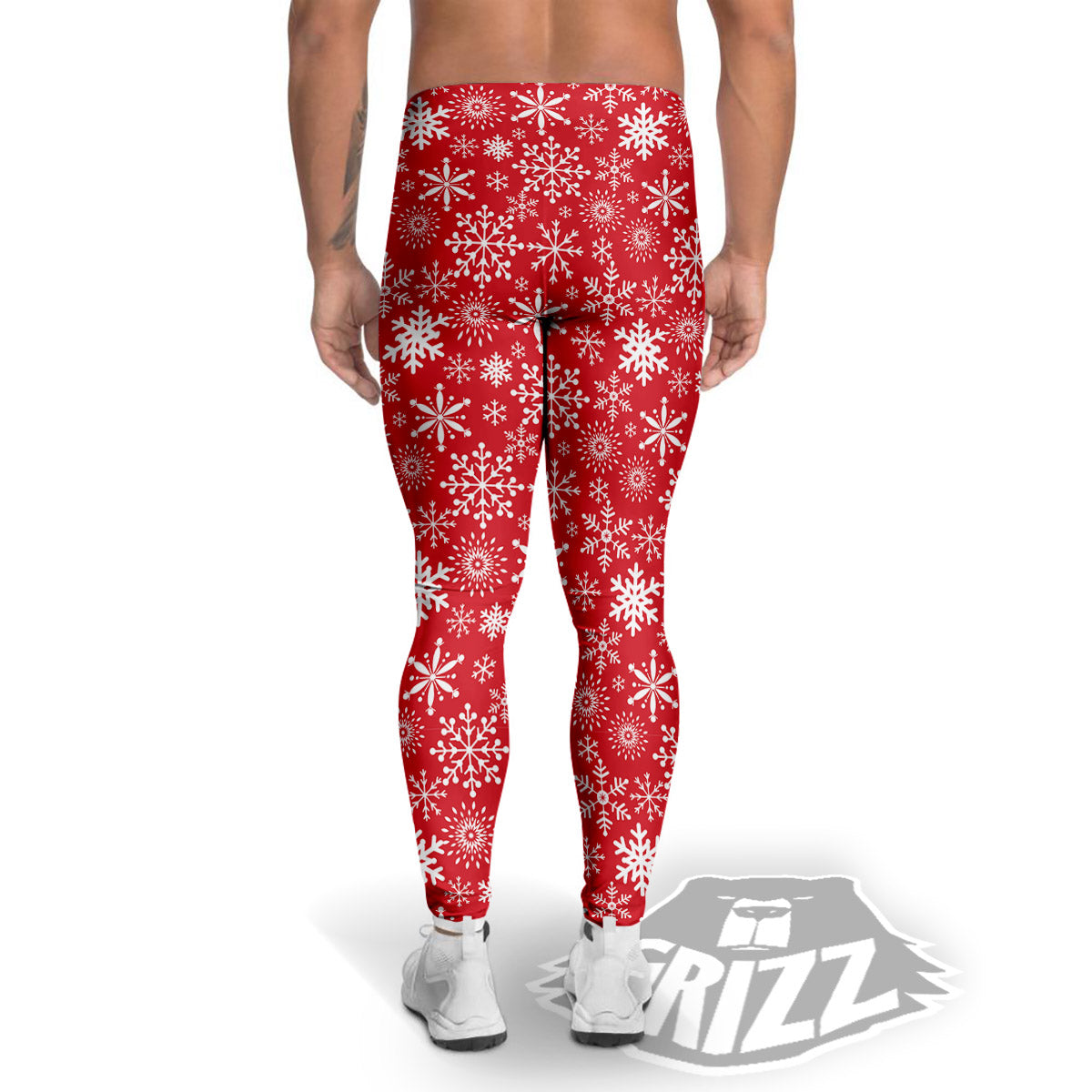 Snowflake Christmas Print Men's Leggings-grizzshop