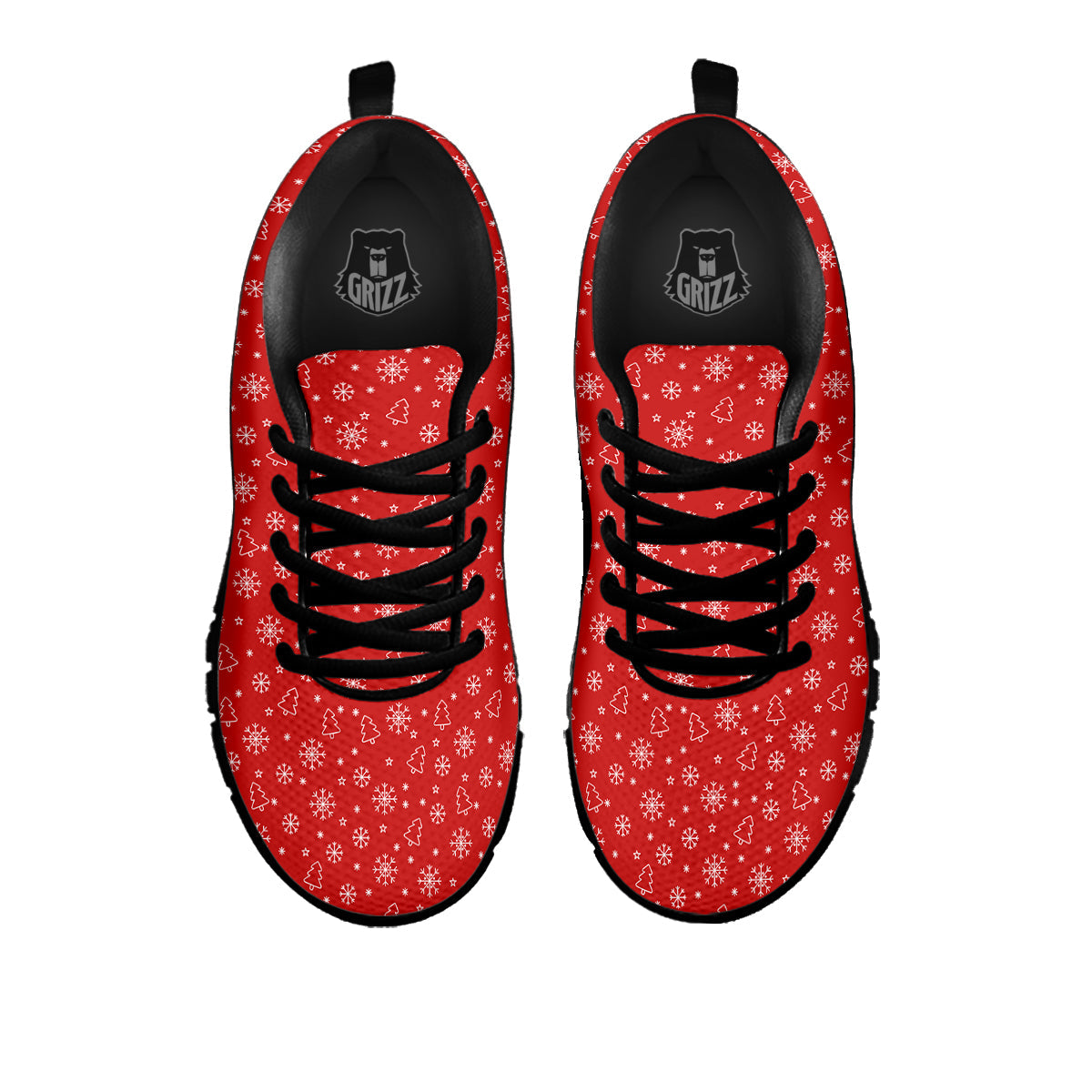 Snowflake Christmas Print Pattern Black Sneaker-grizzshop