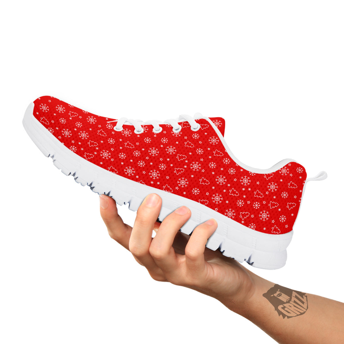 Snowflake Christmas Print Pattern White Sneaker-grizzshop