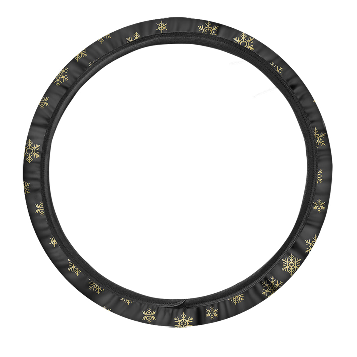 Snowflake Gold And Black Print Pattern Car Steering Wheel Cover-grizzshop