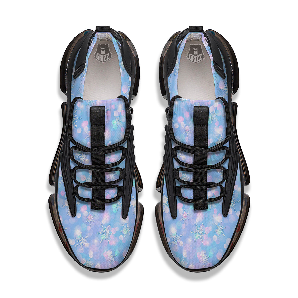 Snowflake Pastel Color Print Pattern Black Gym Shoes-grizzshop