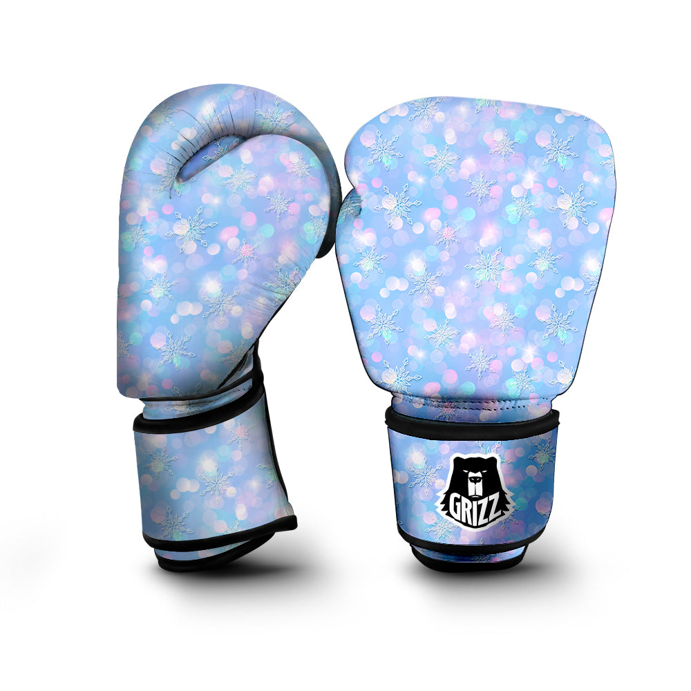 Snowflake Pastel Color Print Pattern Boxing Gloves-grizzshop