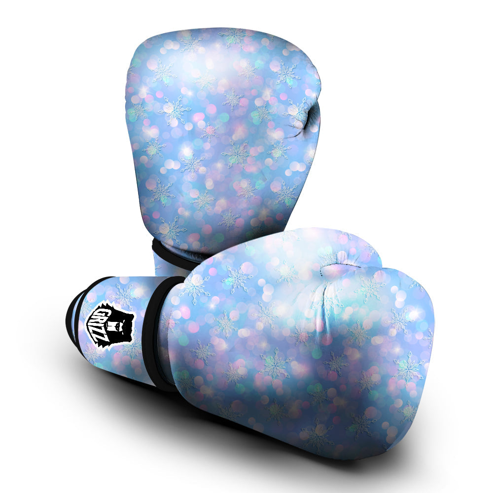 Snowflake Pastel Color Print Pattern Boxing Gloves-grizzshop