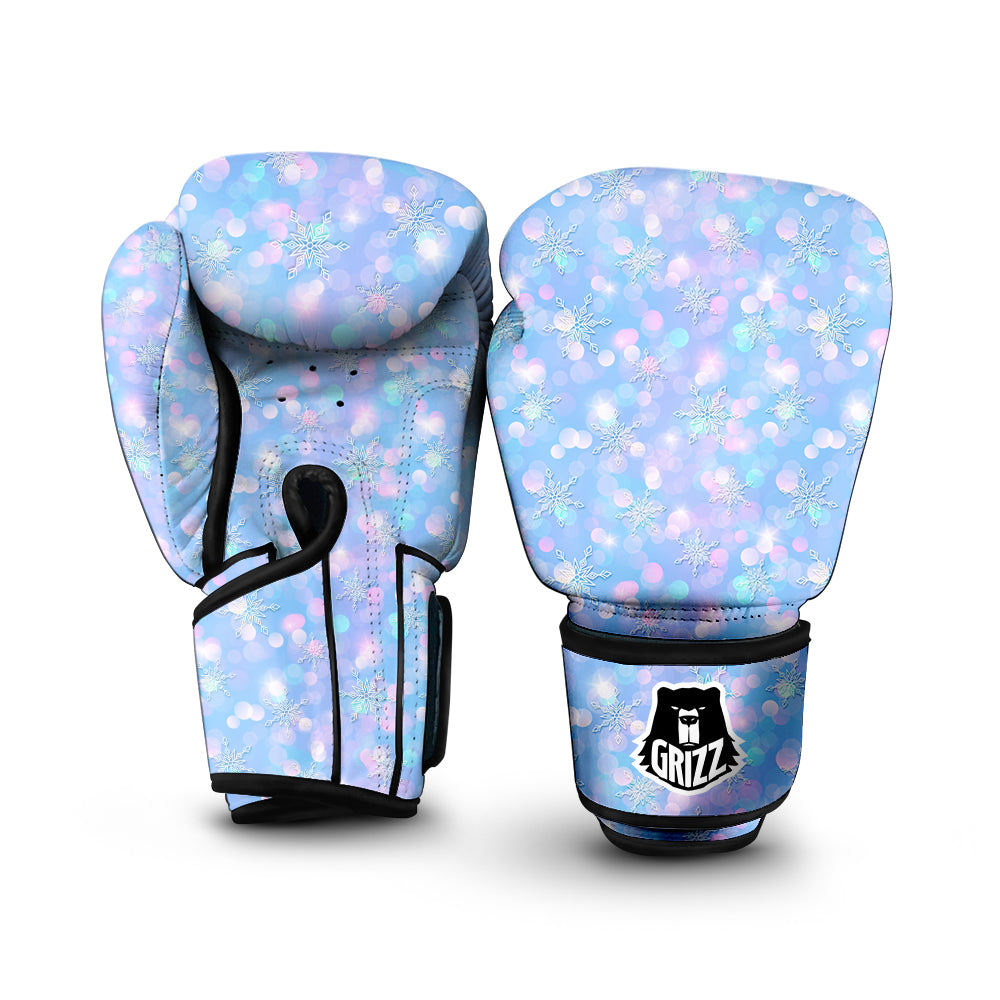 Snowflake Pastel Color Print Pattern Boxing Gloves-grizzshop