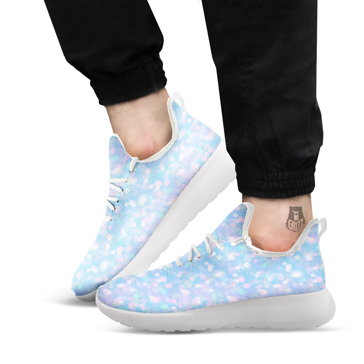 Snowflake Pastel Color Print Pattern White Athletic Shoes-grizzshop