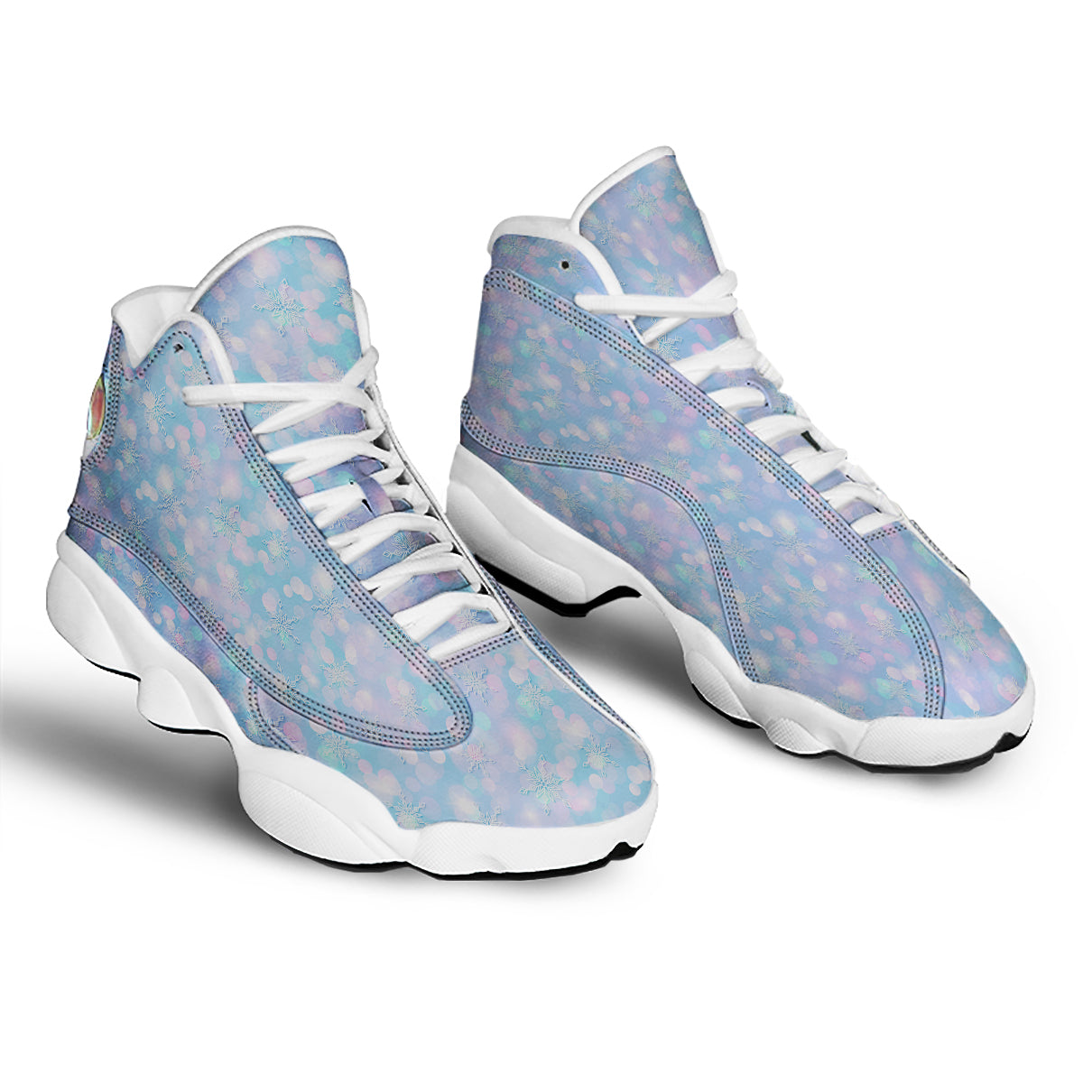 Snowflake Pastel Color Print Pattern White Basketball Shoes-grizzshop