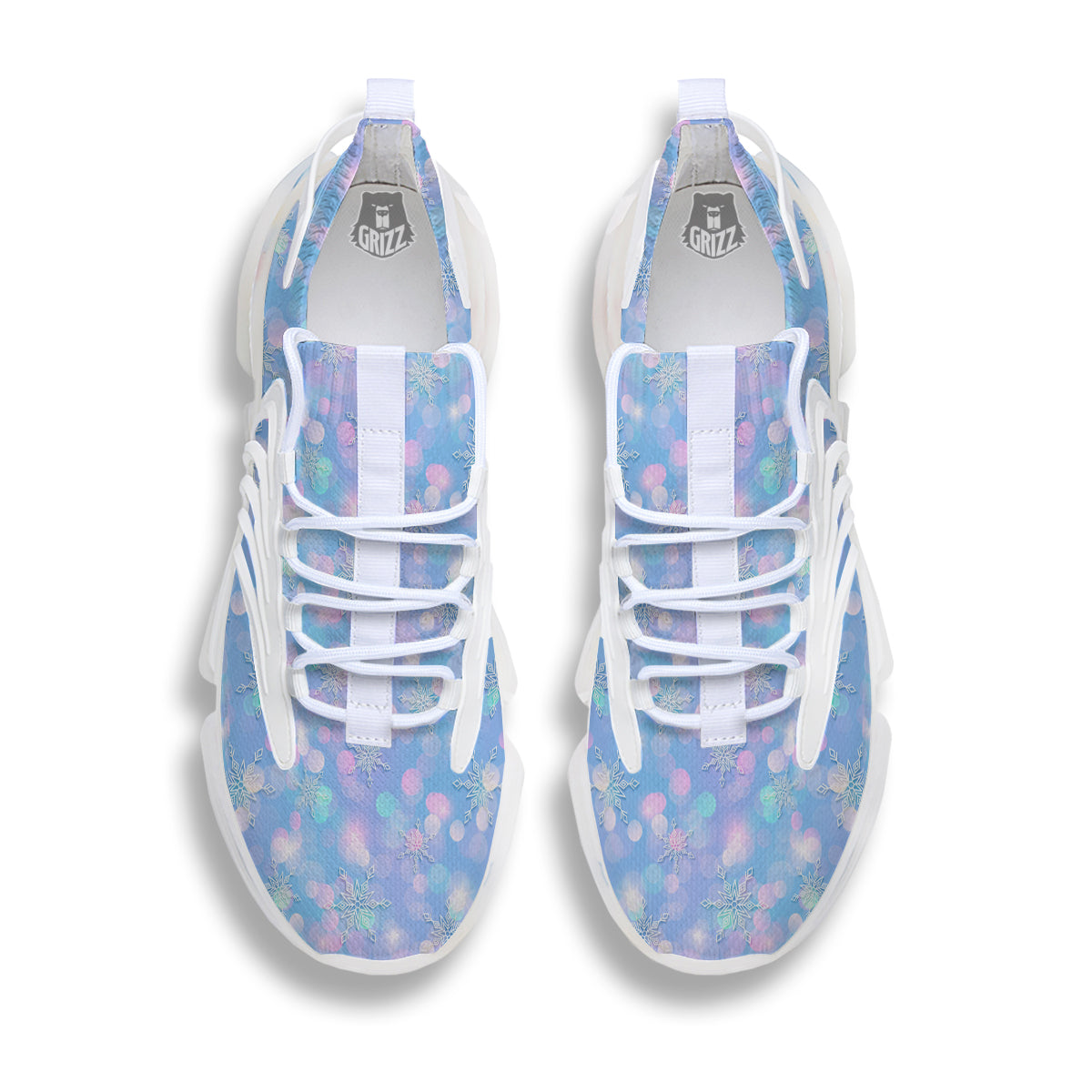 Snowflake Pastel Color Print Pattern White Gym Shoes-grizzshop