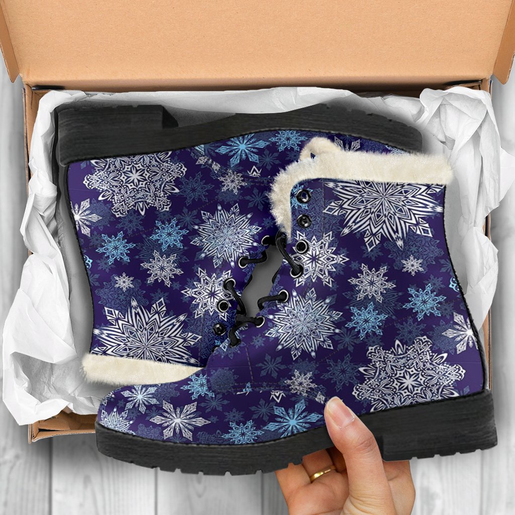 Snowflake Pattern Print Comfy Winter Boots-grizzshop