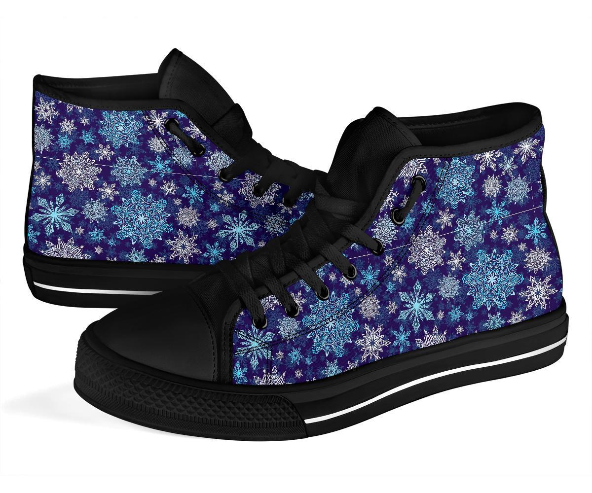 Snowflake Pattern Print Men Women's High Top Shoes-grizzshop