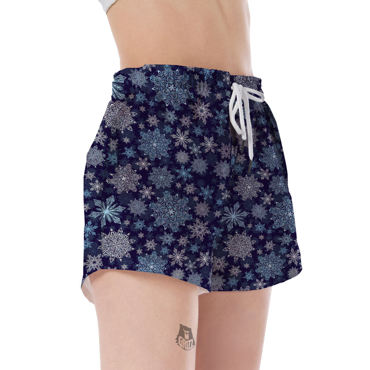 Snowflake Pattern Print Women's Shorts-grizzshop