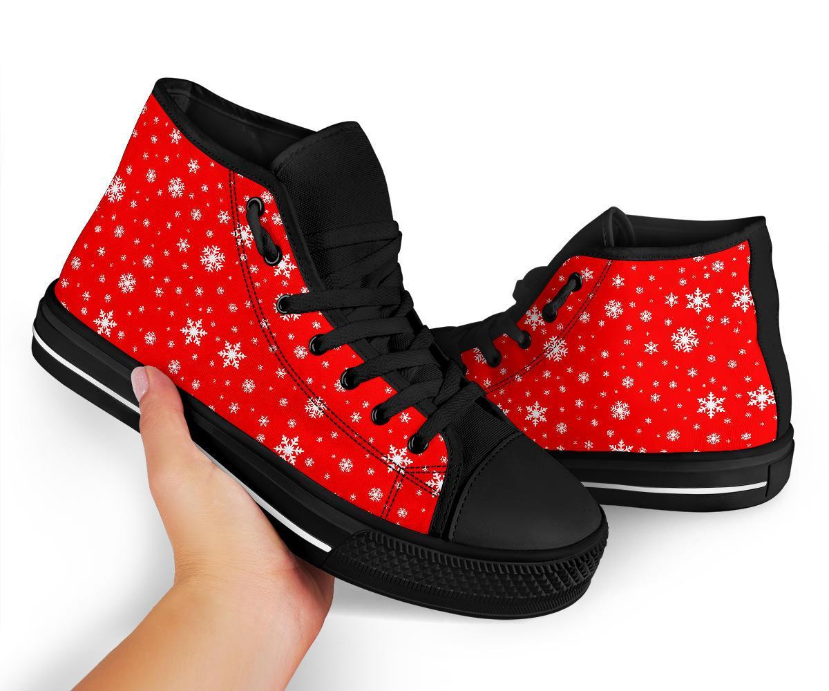 Snowflake Print Pattern Men Women's High Top Shoes-grizzshop