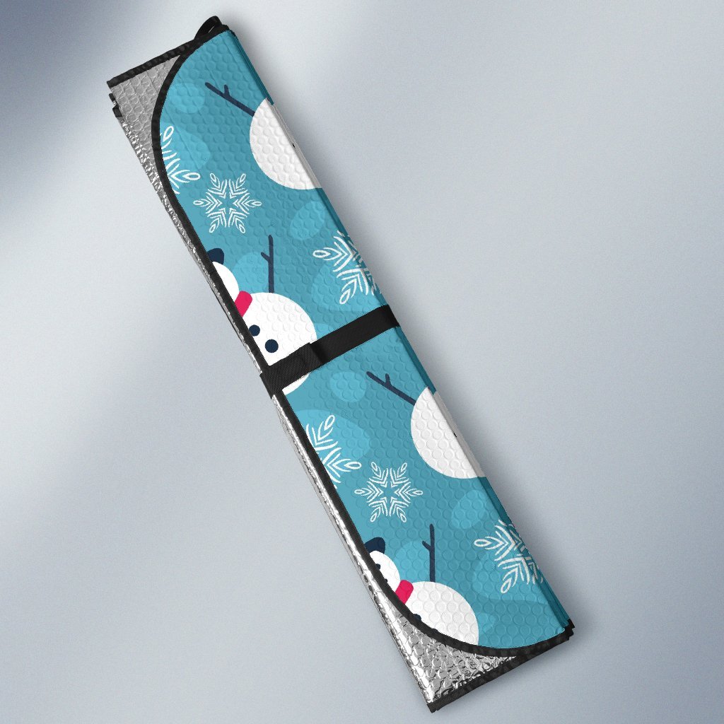Snowflake Snowman Pattern Print Car Sun Shade-grizzshop
