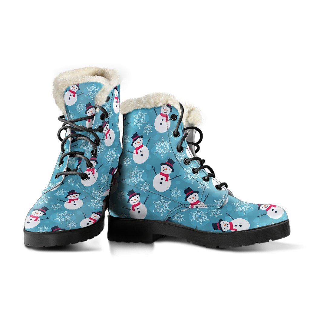 Snowflake Snowman Pattern Print Comfy Winter Boots-grizzshop