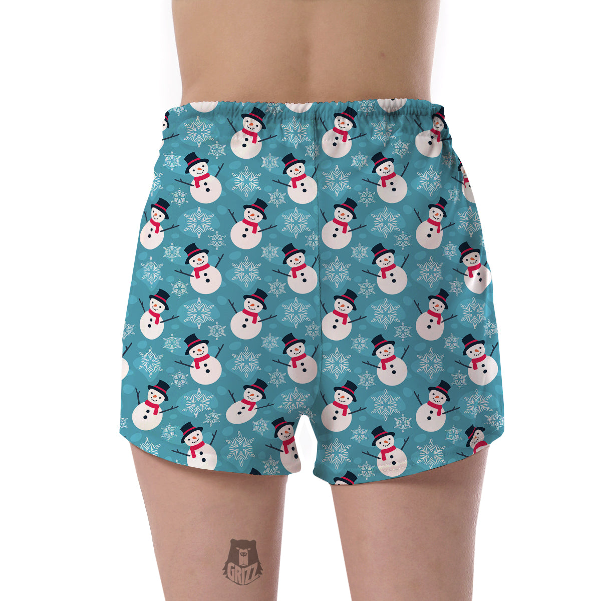 Snowflake Snowman Pattern Print Women's Shorts-grizzshop