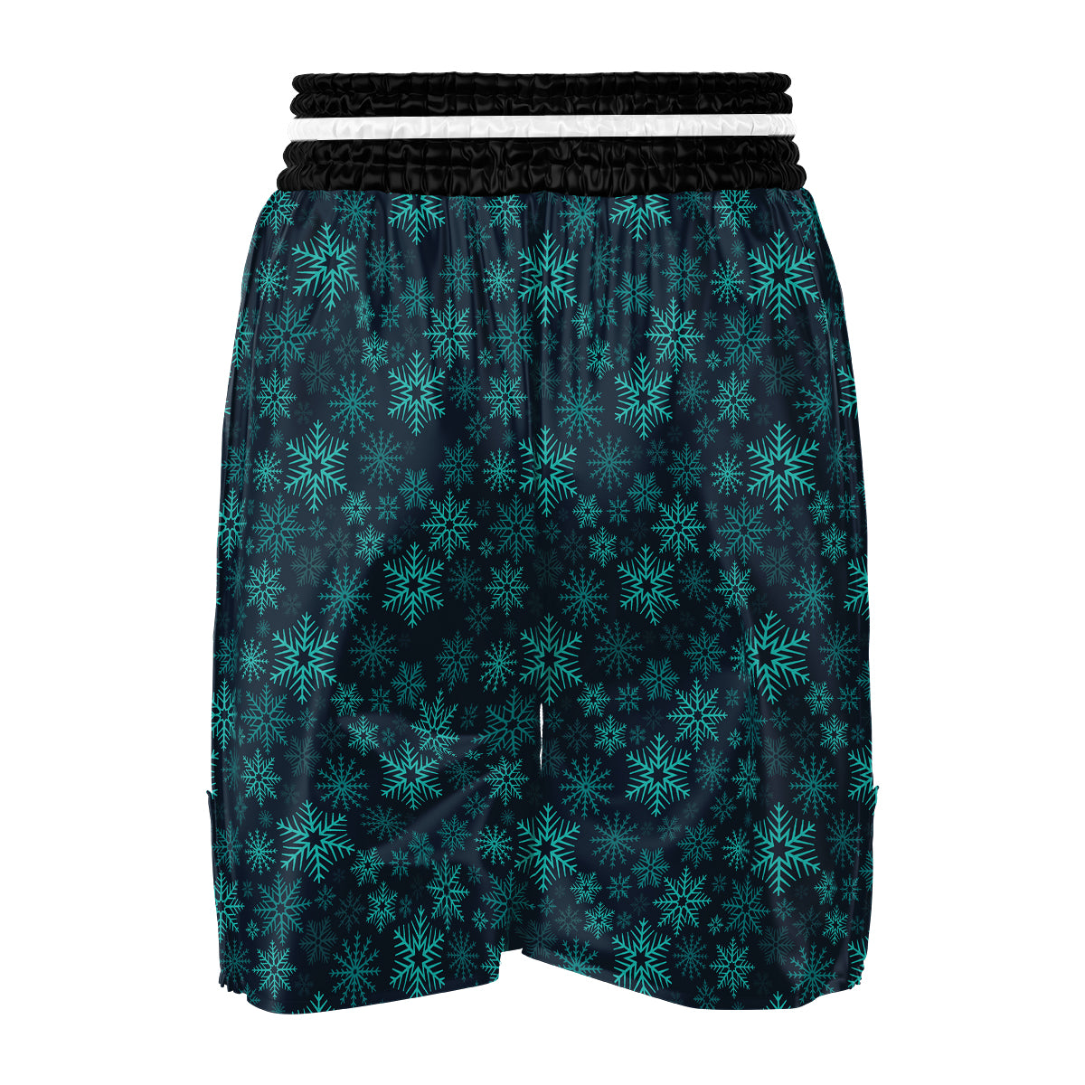 Snowflake Turquoise Print Pattern Boxing Shorts-grizzshop