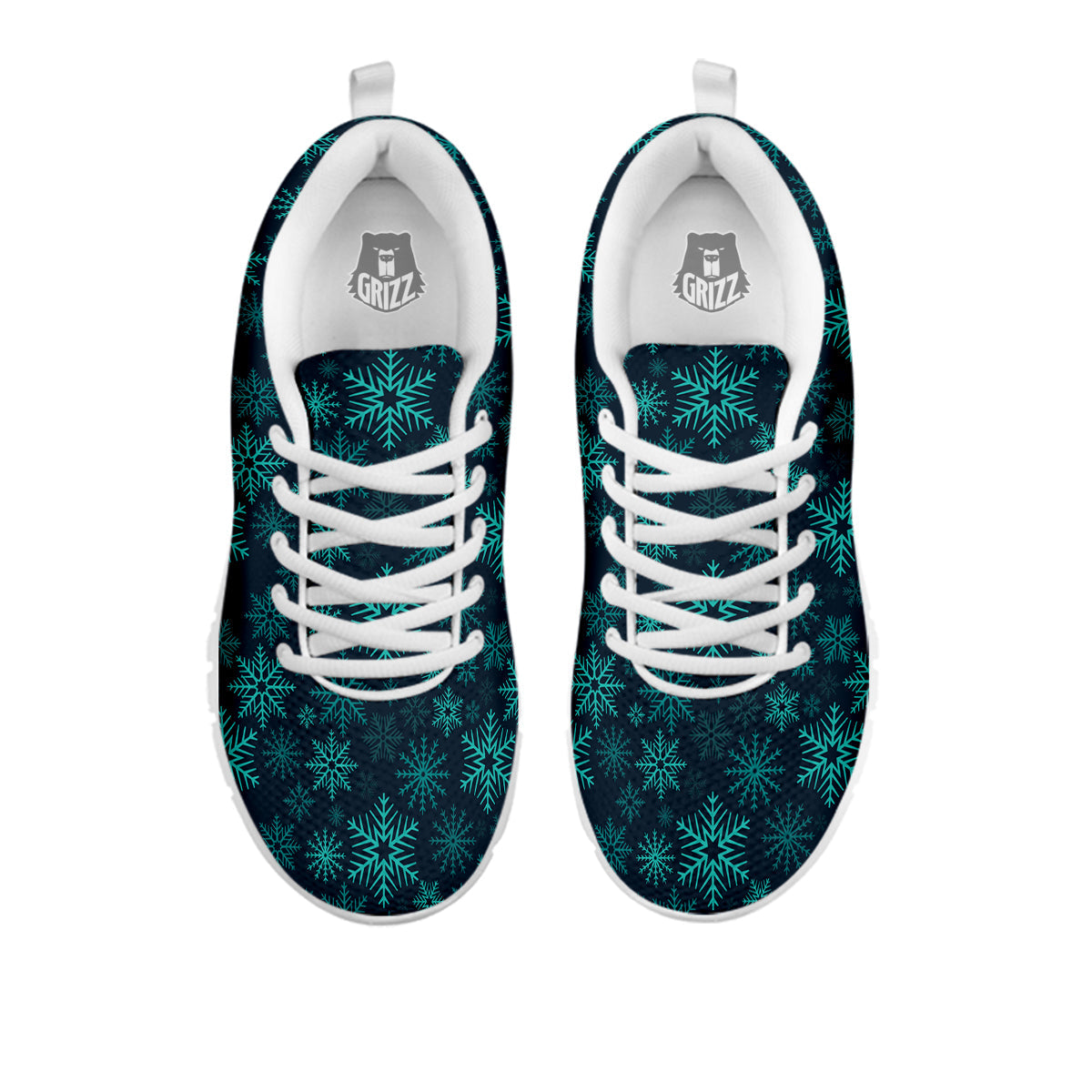 Snowflake Turquoise Print Pattern White Sneaker-grizzshop