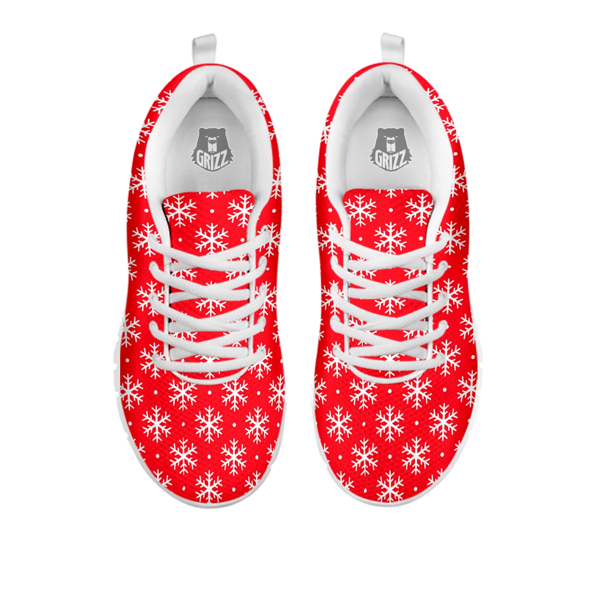 Snowflake White And Red Print Pattern White Sneaker-grizzshop