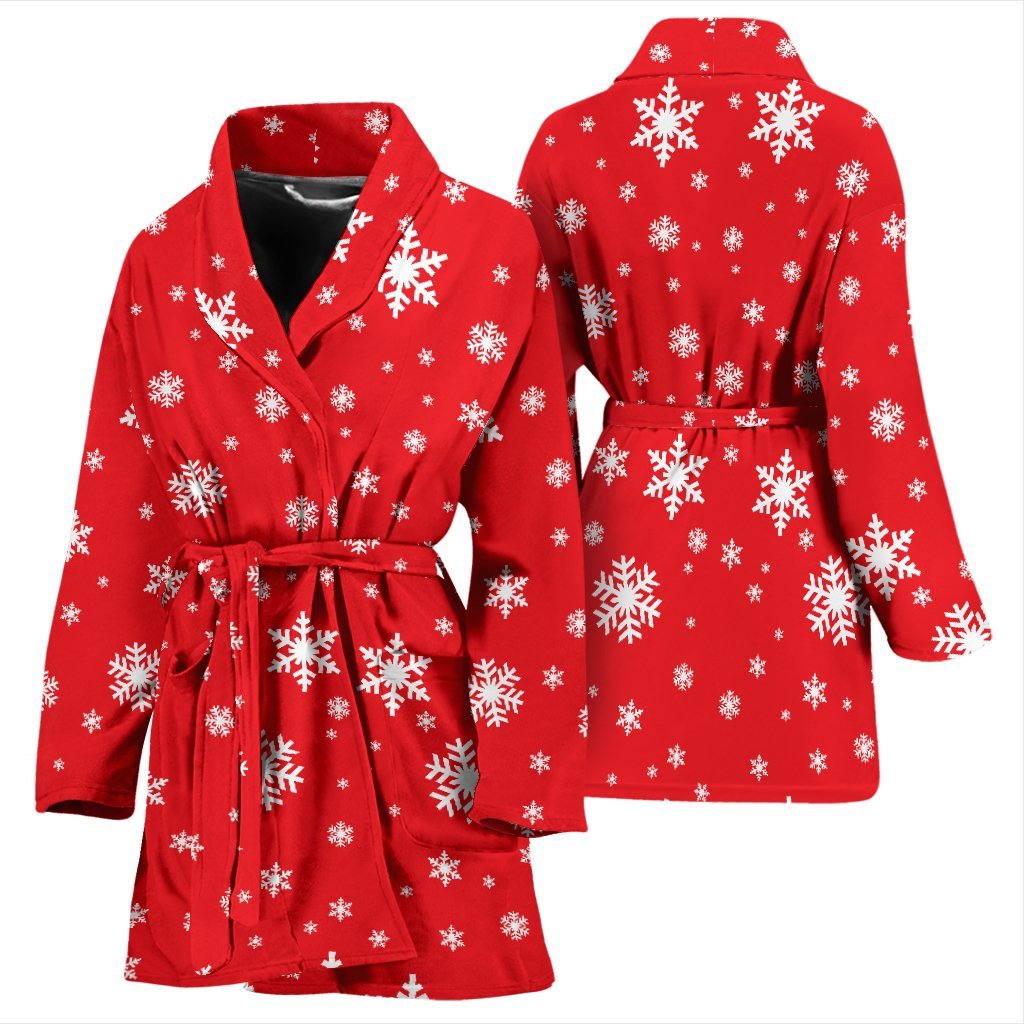 Snowflake Print Pattern Print Women Long Robe-grizzshop
