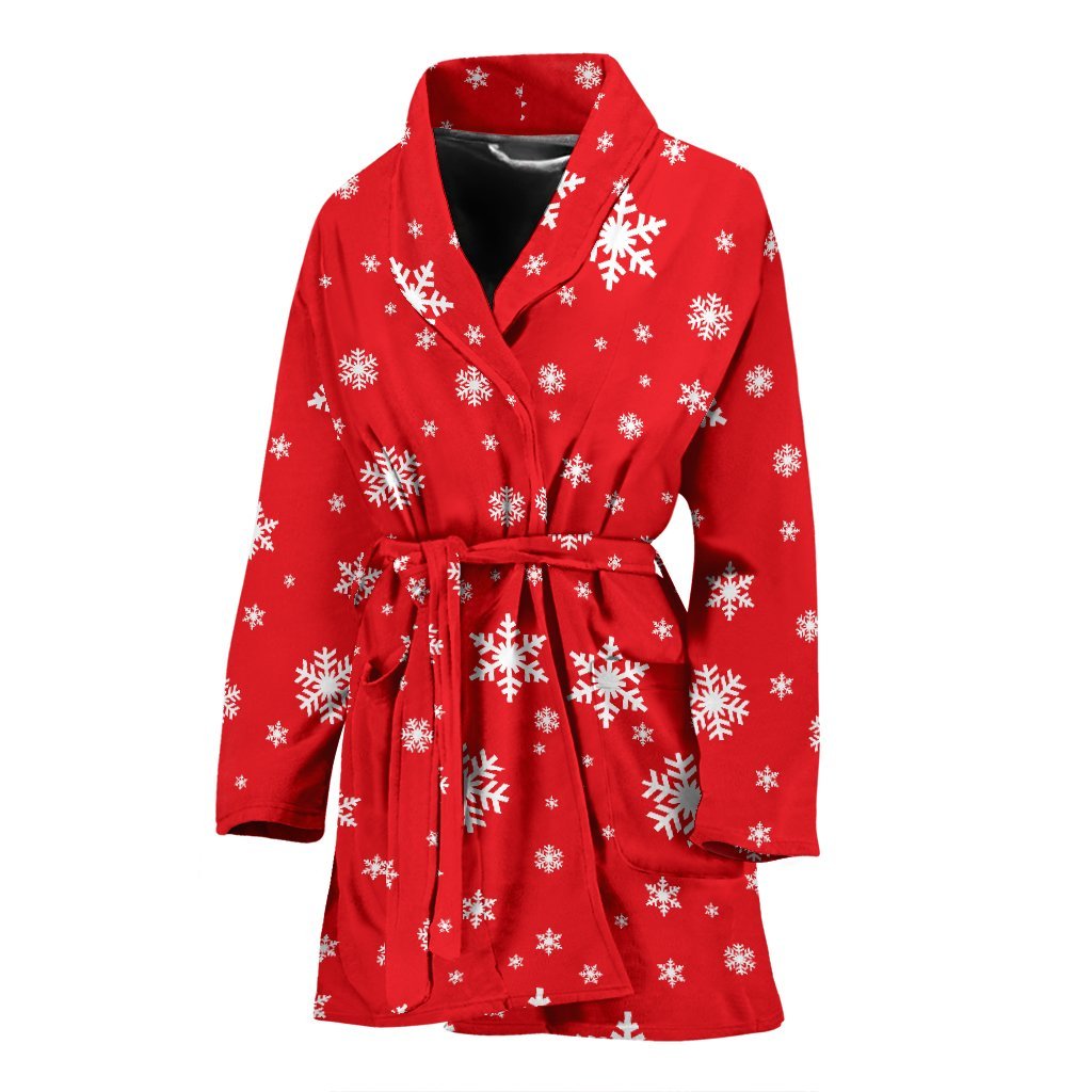 Snowflake Print Pattern Print Women Long Robe-grizzshop
