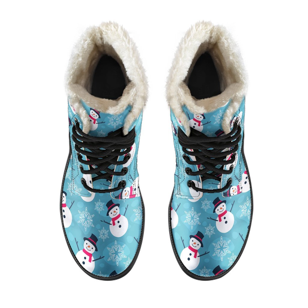 Snowflake Snowman Pattern Print Comfy Winter Boots-grizzshop