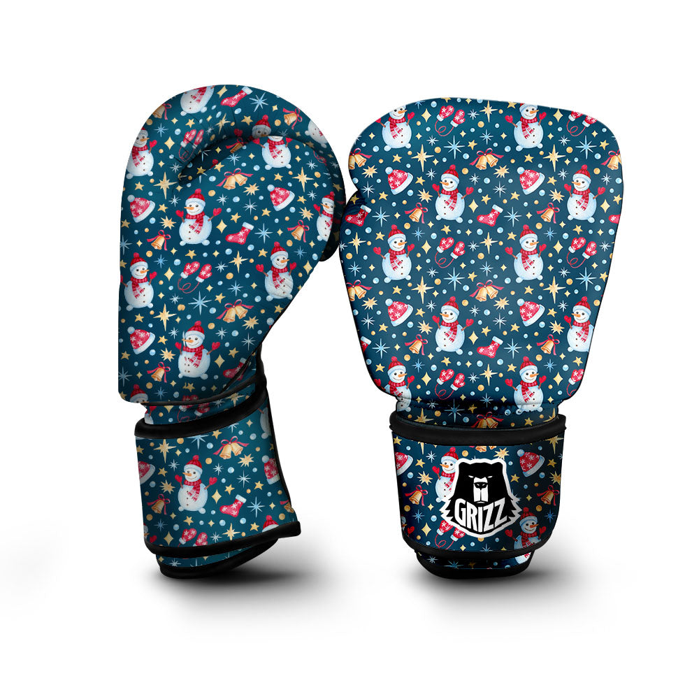 Snowman Christmas Print Pattern Boxing Gloves-grizzshop