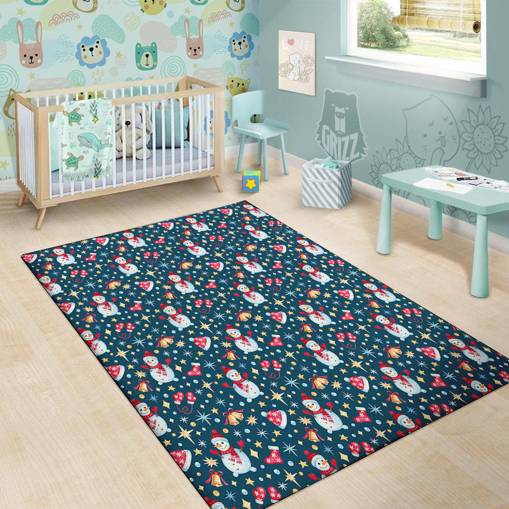 Snowman Christmas Print Pattern Floor Mat-grizzshop
