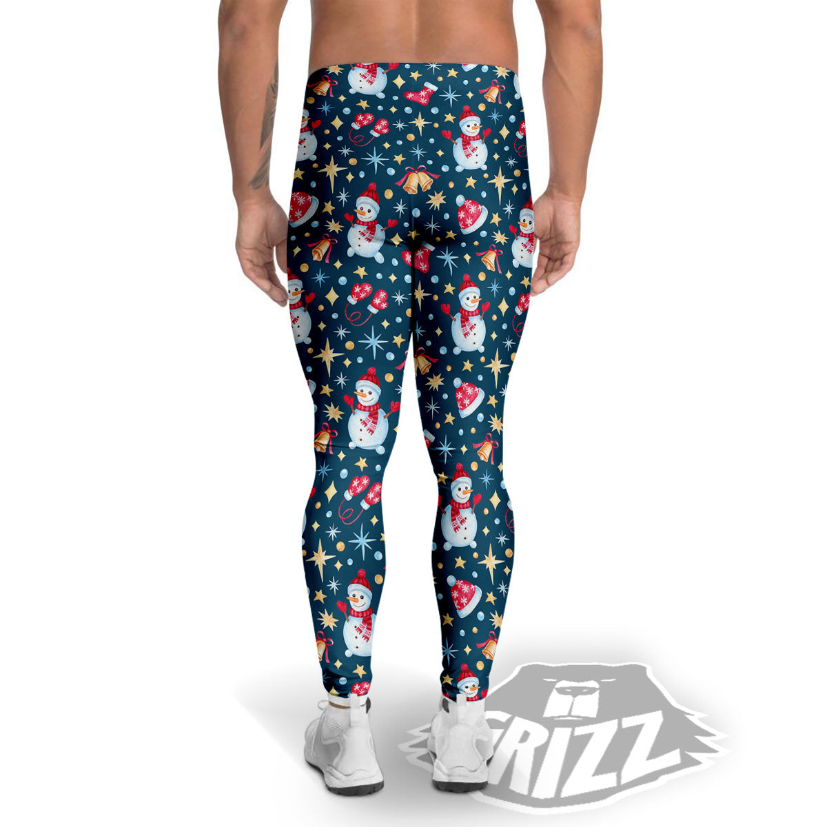 Snowman Christmas Print Pattern Men's Leggings-grizzshop