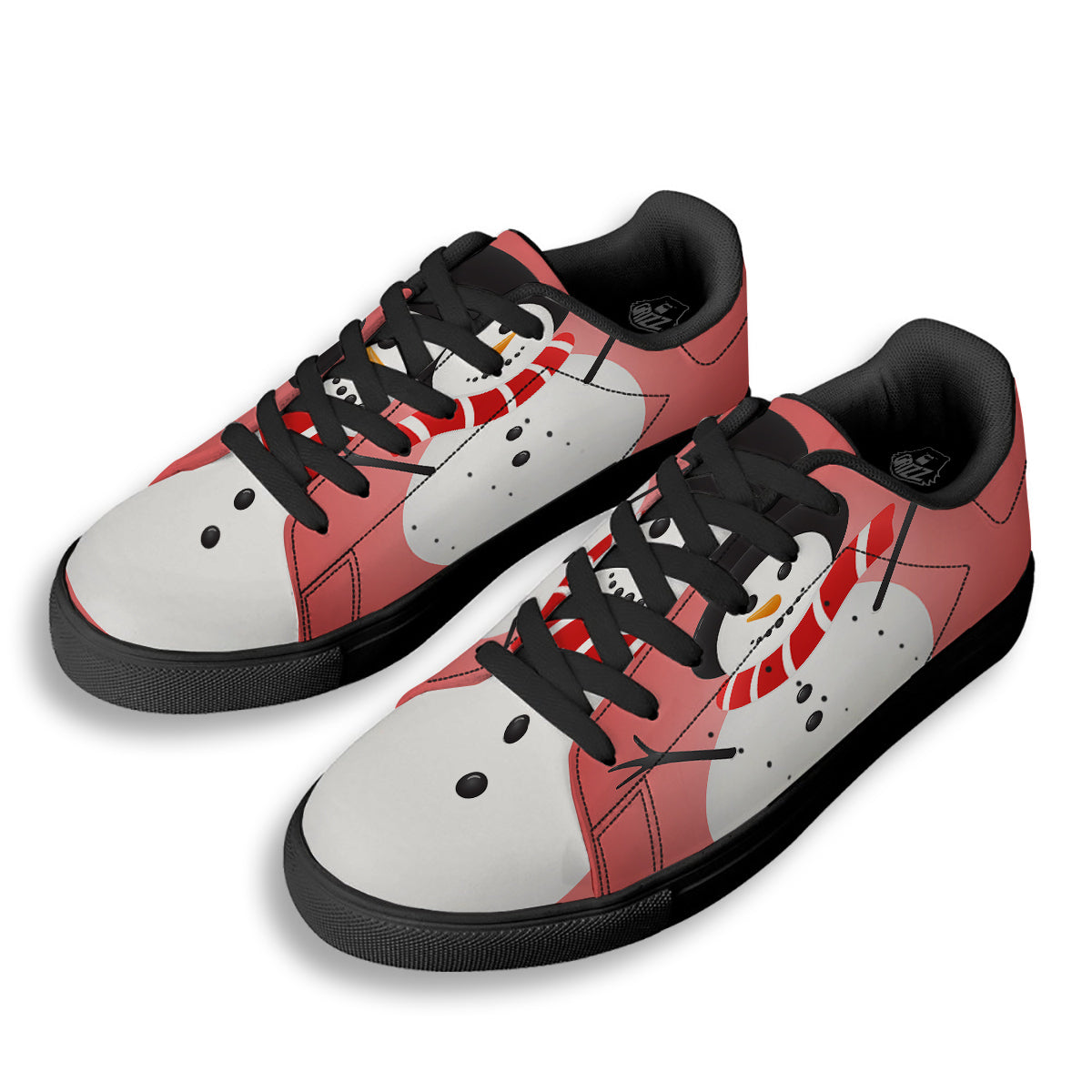 Snowman Cute Print Black Low Top Sneakers-grizzshop