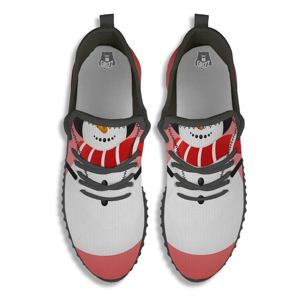 Snowman Cute Print Black Walking Shoes-grizzshop