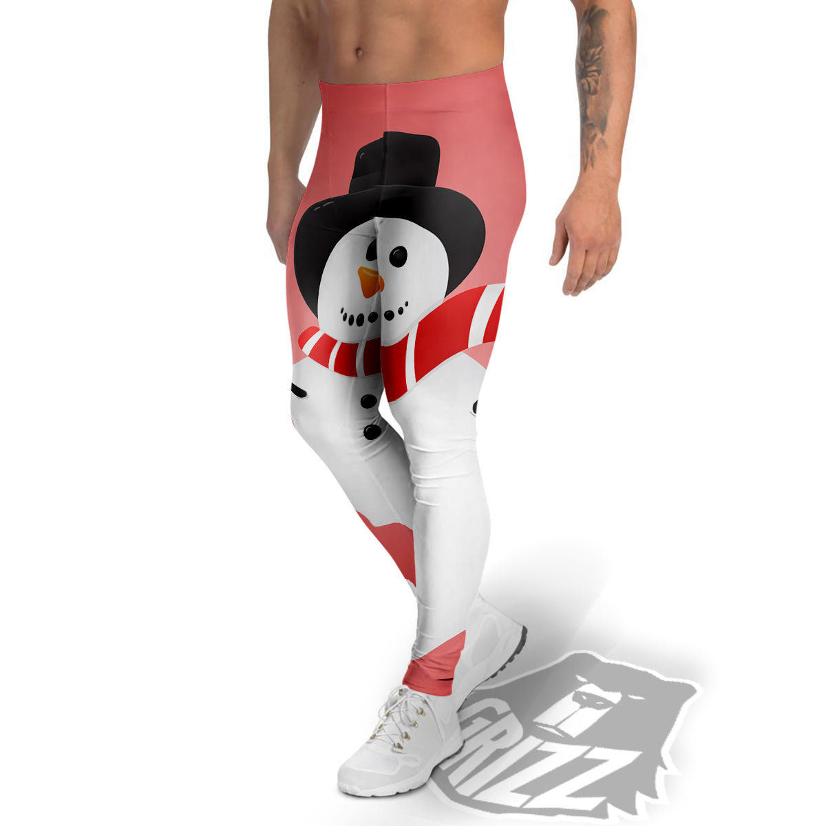 Snowman Cute Print Men's Leggings-grizzshop