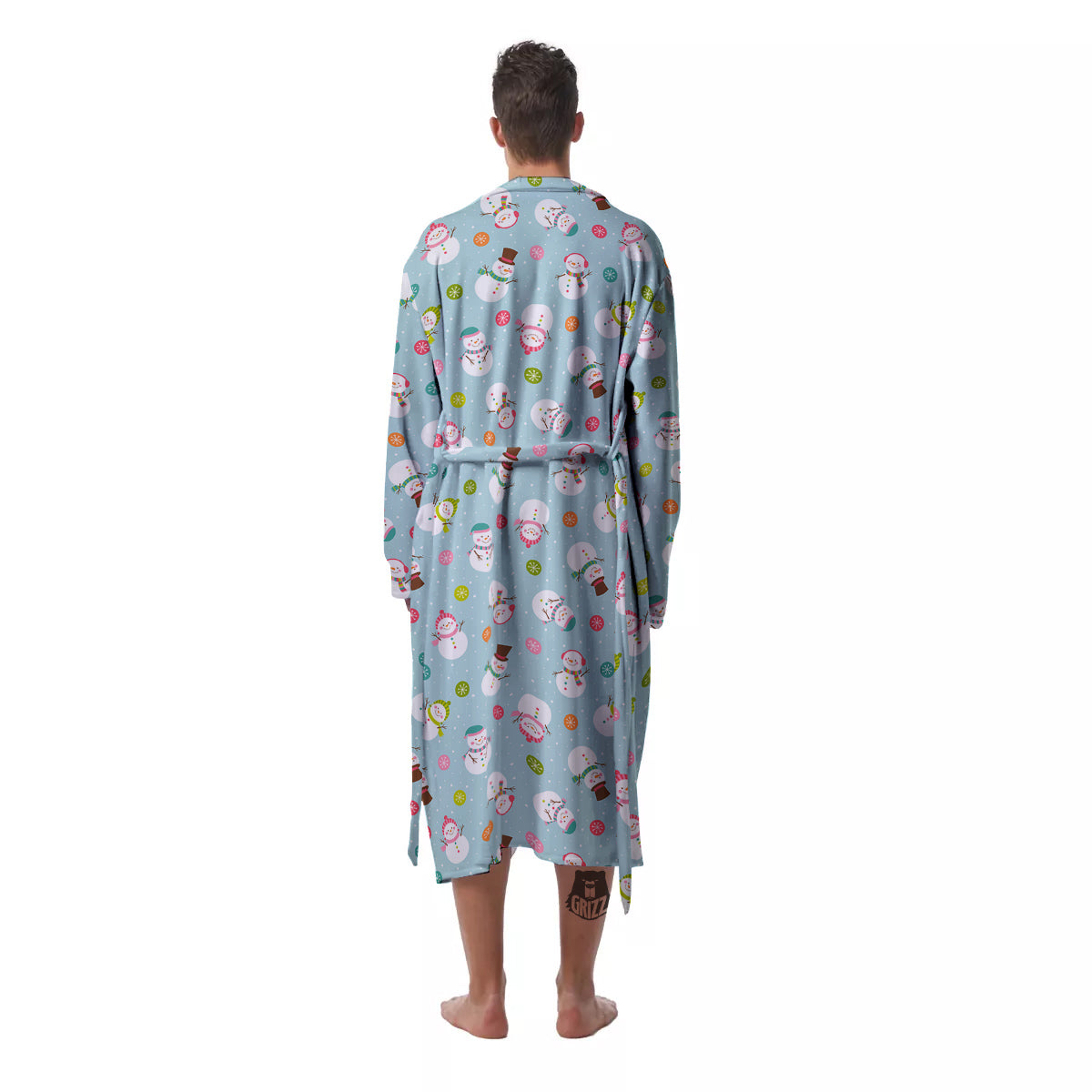 Snowman Cute Print Pattern Men's Robe-grizzshop