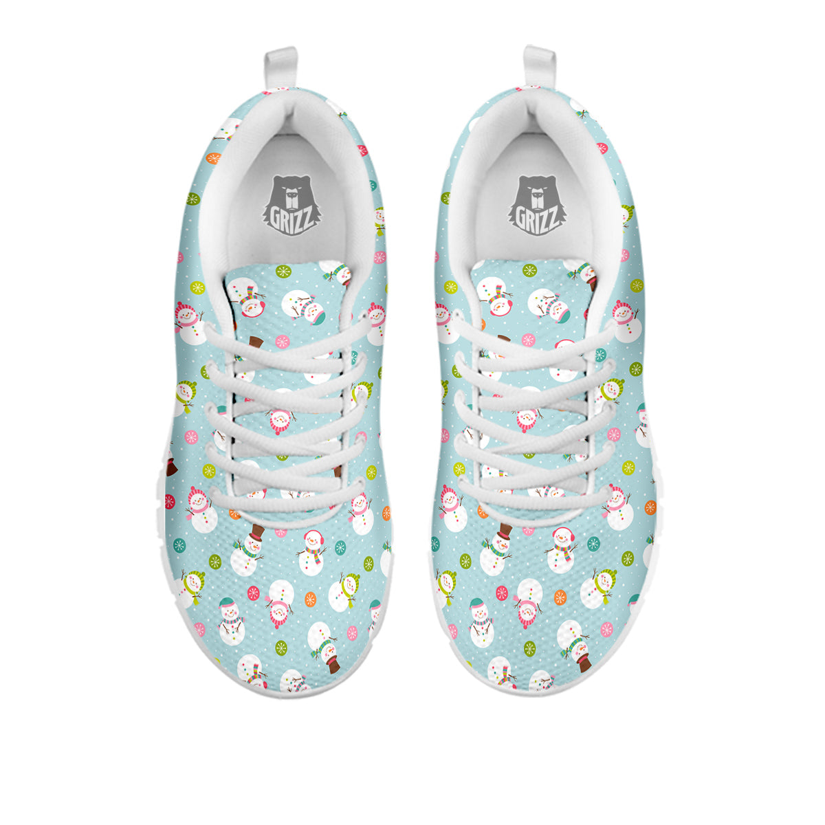 Snowman Cute Print Pattern White Sneaker-grizzshop