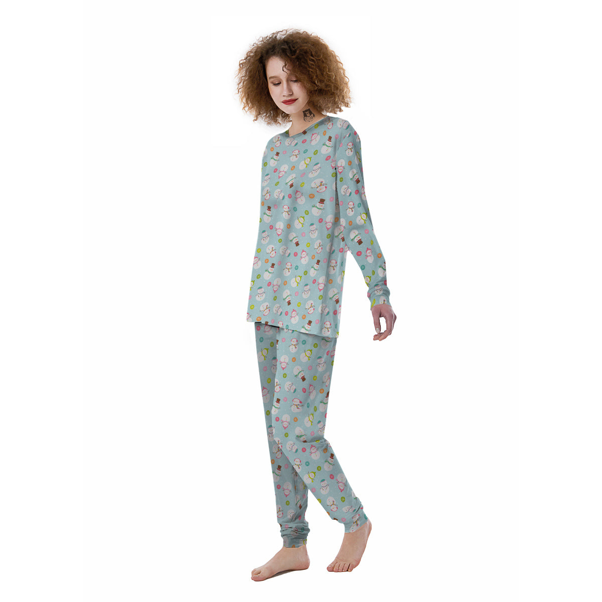 Snowman Cute Print Pattern Women's Pajamas-grizzshop