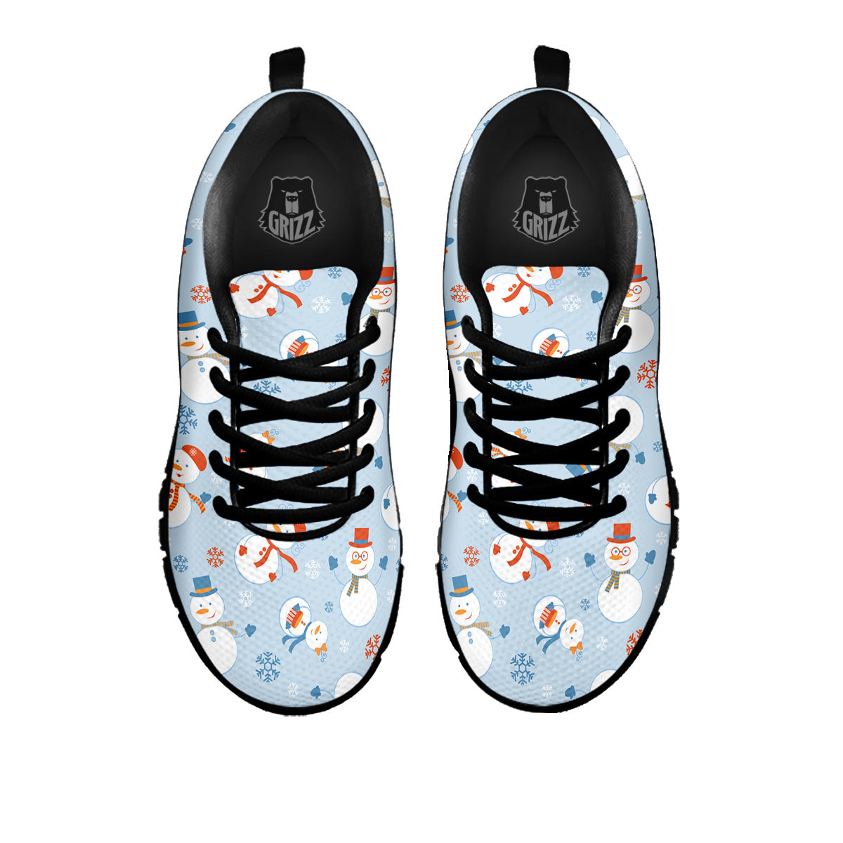 Snowman Holiday Print Pattern Black Sneaker-grizzshop