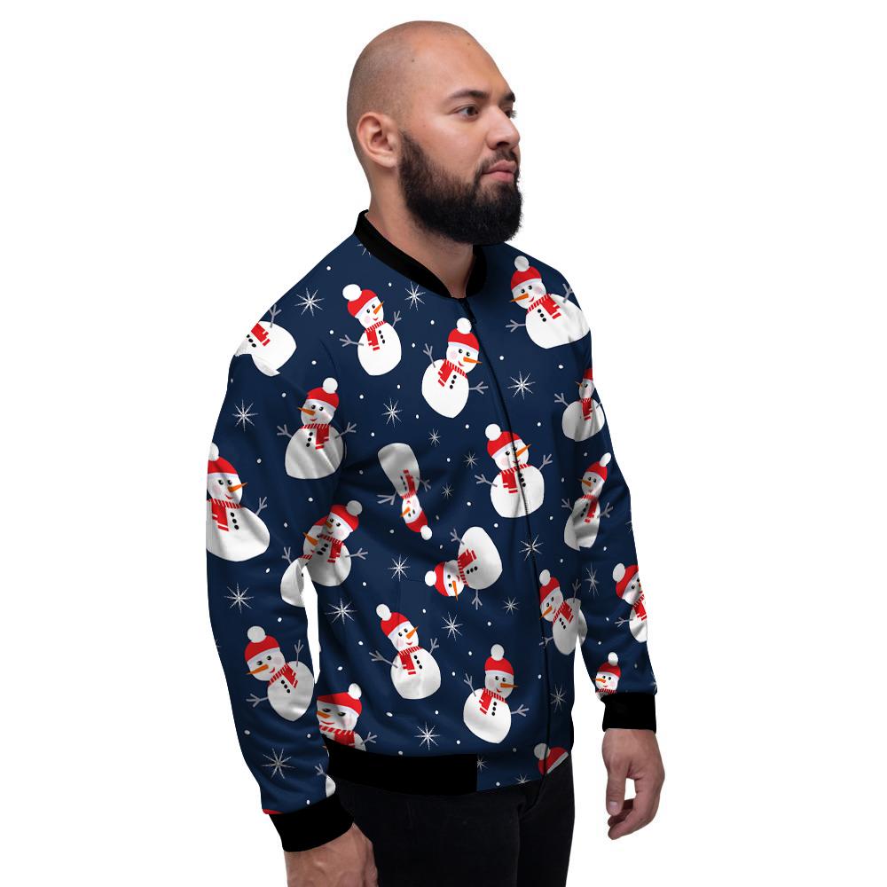 Snowman Print Pattern Men's Bomber Jacket-grizzshop