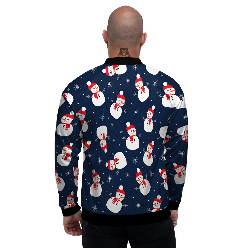 Snowman Print Pattern Men's Bomber Jacket-grizzshop