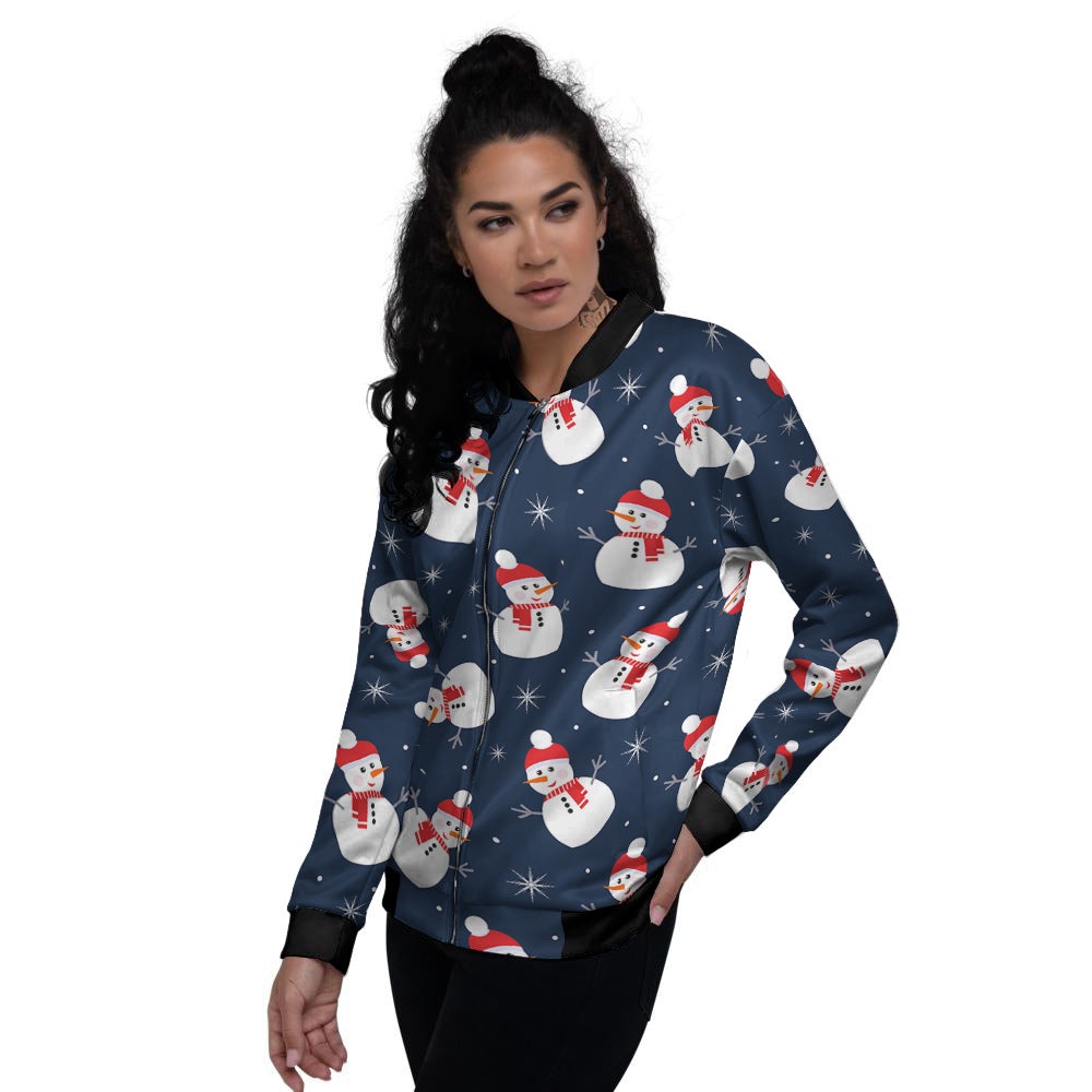 Snowman Print Pattern Women's Bomber Jacket-grizzshop