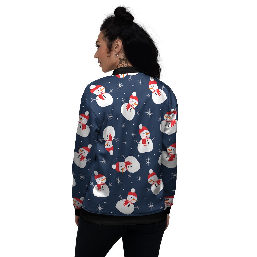 Snowman Print Pattern Women's Bomber Jacket-grizzshop