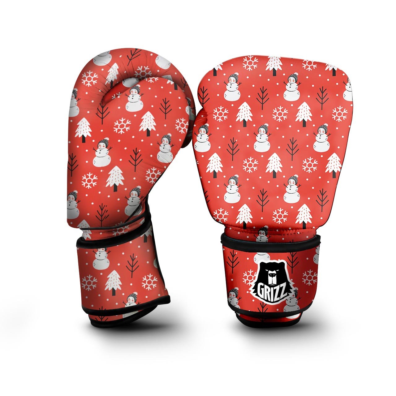 Snowman Red Print Pattern Boxing Gloves-grizzshop