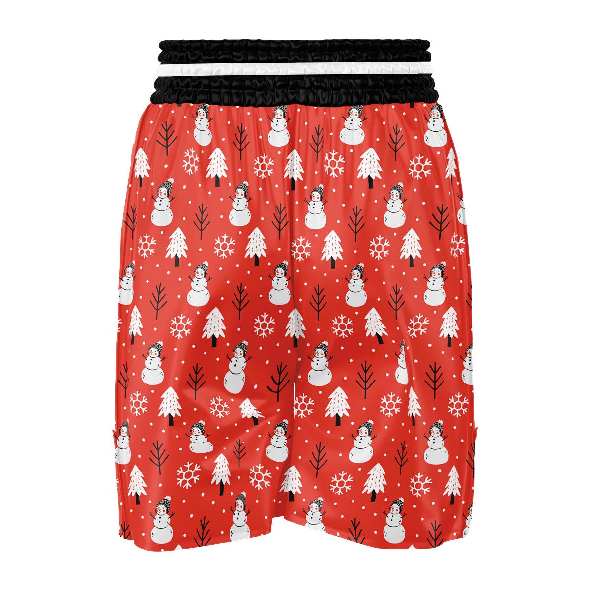 Snowman Red Print Pattern Boxing Shorts-grizzshop