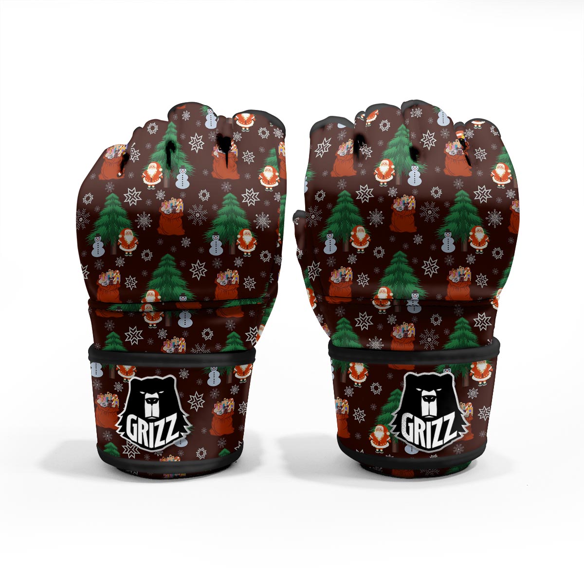 Snowman Santa Print Pattern MMA Gloves-grizzshop