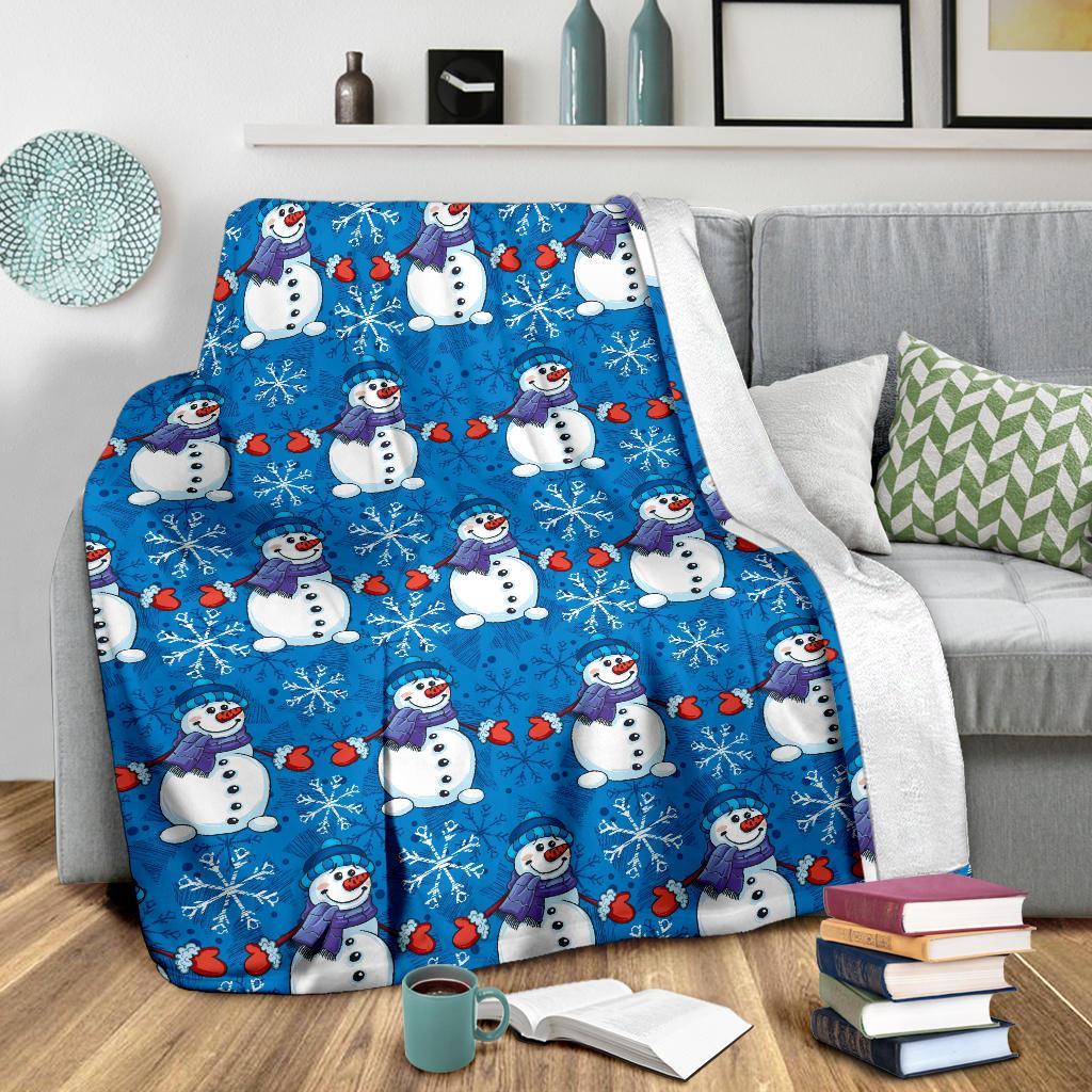 Snowman Snowflake Pattern Print Blanket-grizzshop
