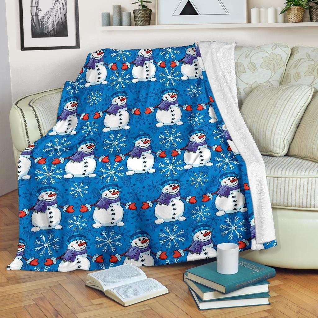 Snowman Snowflake Pattern Print Blanket-grizzshop