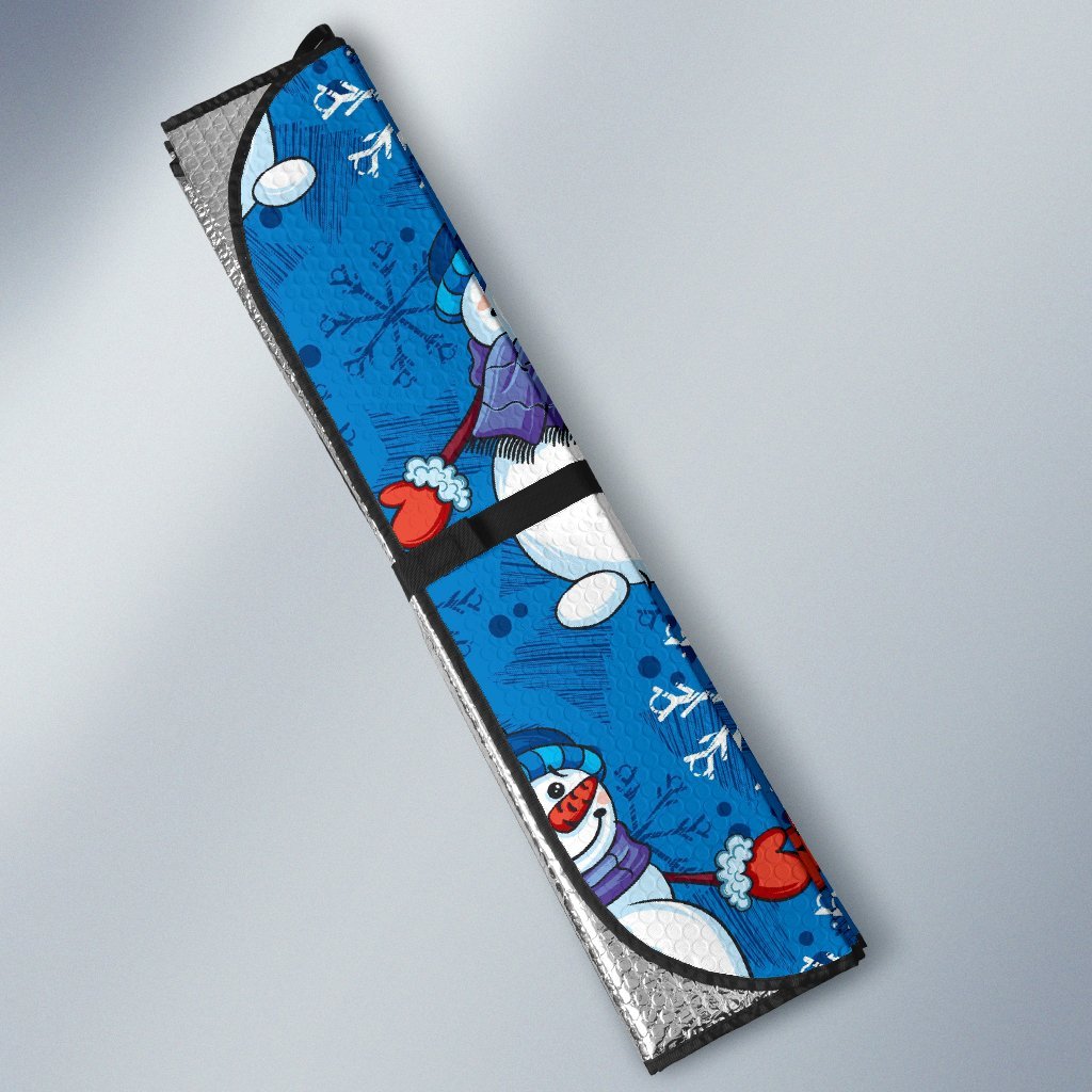 Snowman Snowflake Pattern Print Car Sun Shade-grizzshop