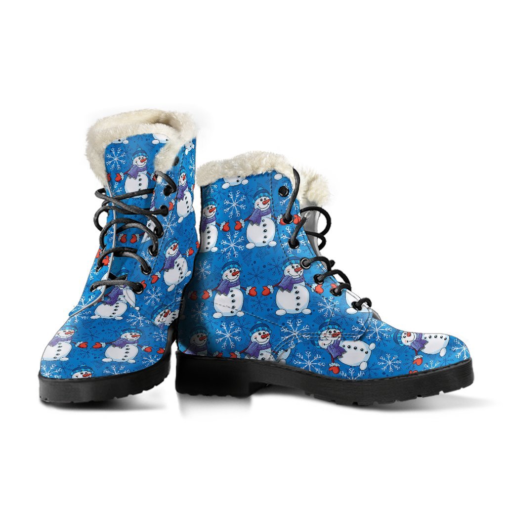 Snowman Snowflake Pattern Print Comfy Winter Boots-grizzshop