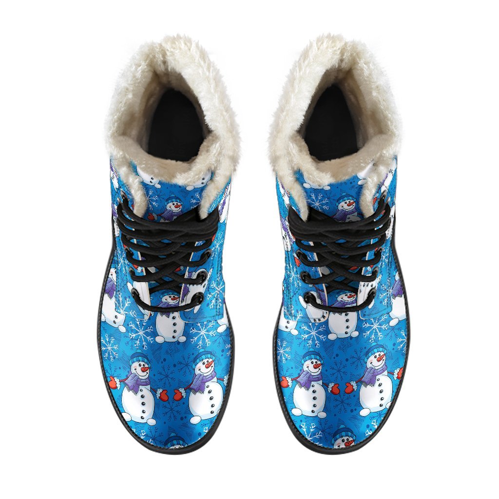 Snowman Snowflake Pattern Print Comfy Winter Boots-grizzshop