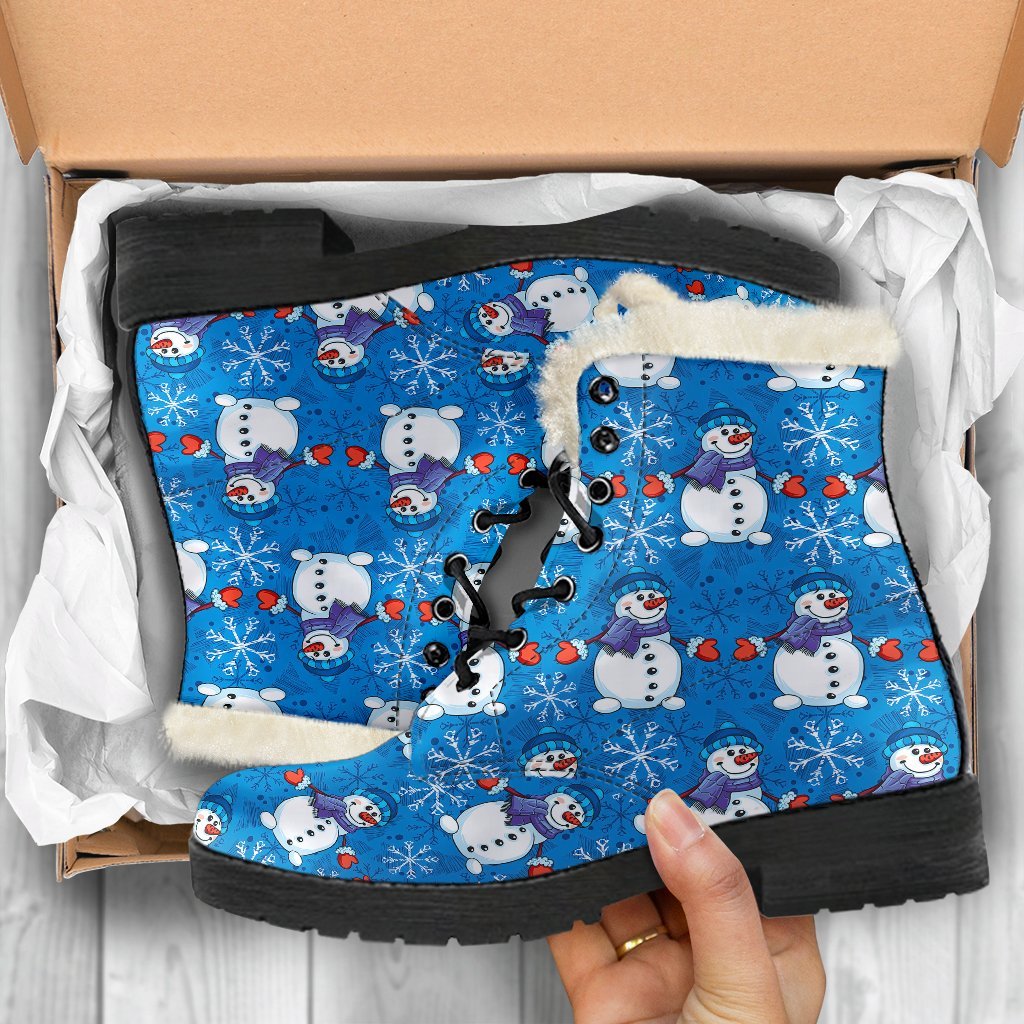 Snowman Snowflake Pattern Print Comfy Winter Boots-grizzshop