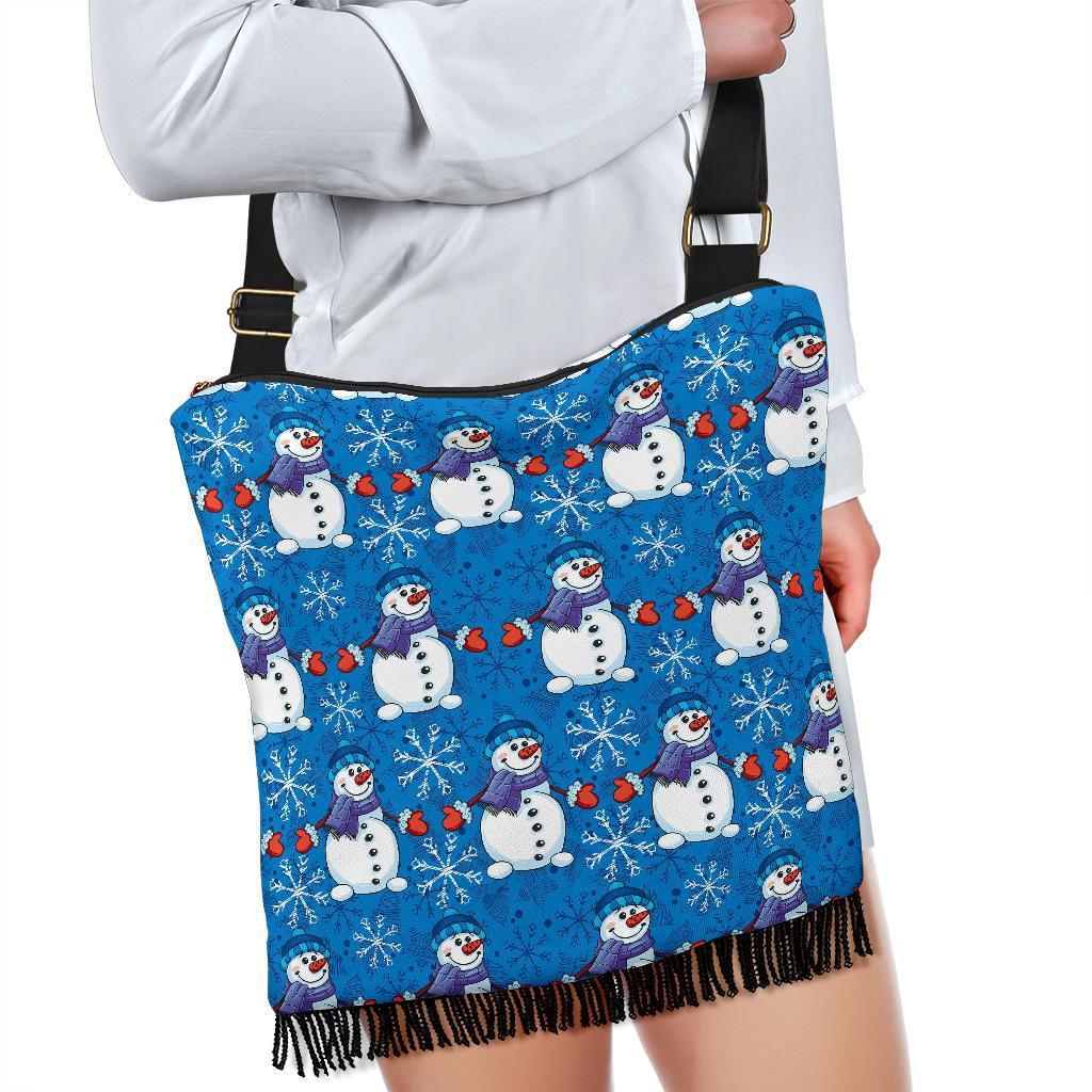 Snowman Snowflake Pattern Print Crossbody Bags-grizzshop