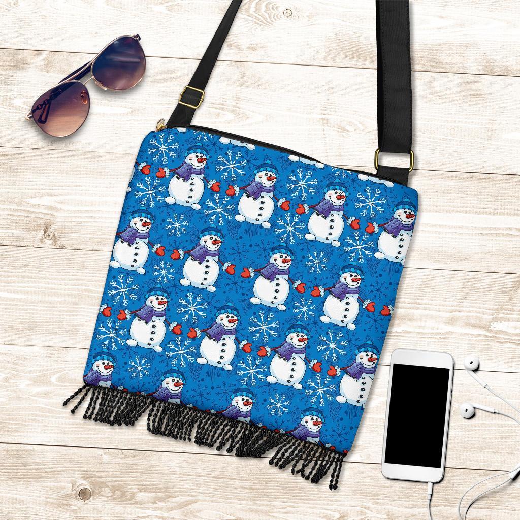 Snowman Snowflake Pattern Print Crossbody Bags-grizzshop